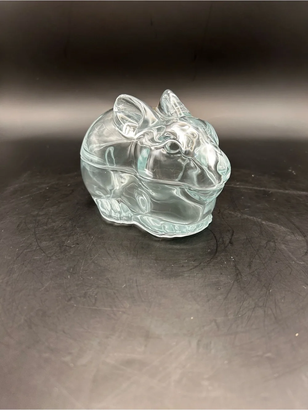 Crate & Barrel Blue Glass Bunny Trinket Box - Home Accents